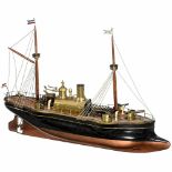 Large French Steam Battle Ship In the style of Radiguet & Massiot, hand-pressed tin and lead hull,