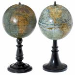 2 Terrestrial Globes of 4¾ -Inch Diameter, c. 1910 On turned wooden bases, marked: Chez L'Auteur and