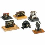 6 Vintage Model Electric Motors, 1900 onwards Toy or demonstration models, 3 on wooden boards,