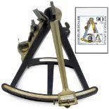 13¾-Inch Radius English Octant, c. 1825 Signed "Bradford & Son, 136 Minories, London". Ebony and