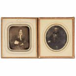 2 Daguerreotypien (Sechstelplatte), um 1845 Deutschland. Damen- und Herrenportrait, sichtbares