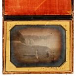 Daguerreotypie der Niagara-Fälle von M.P. Simons – Philadelphia, um 1853 Daguerreotypie, halbe