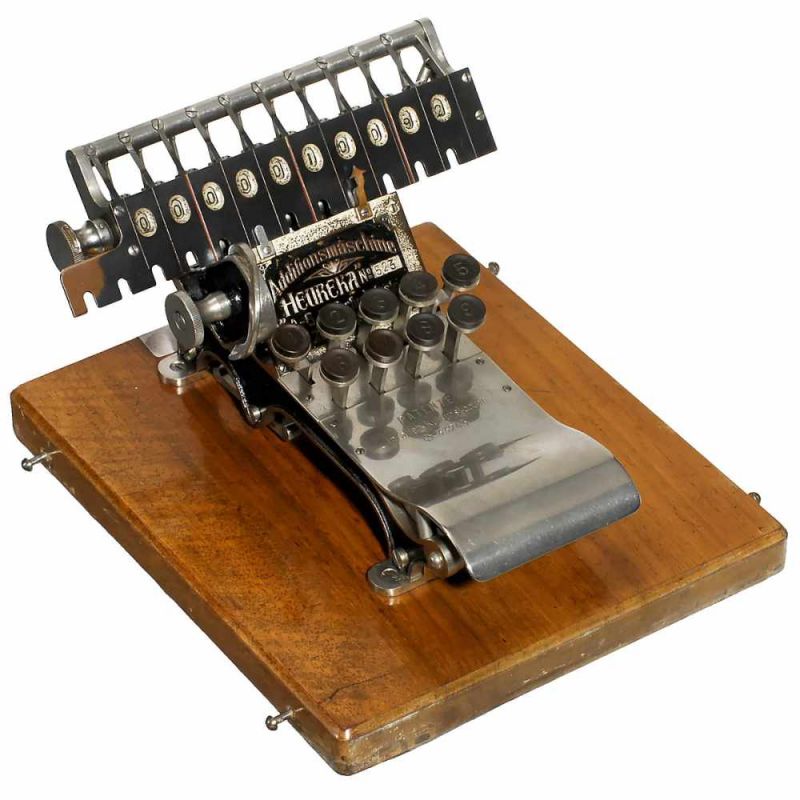 "Heureka", 1907 Swiss adding machine by A.G. für Techn. Industrie, Zurich. Swiss patent no. 33243.