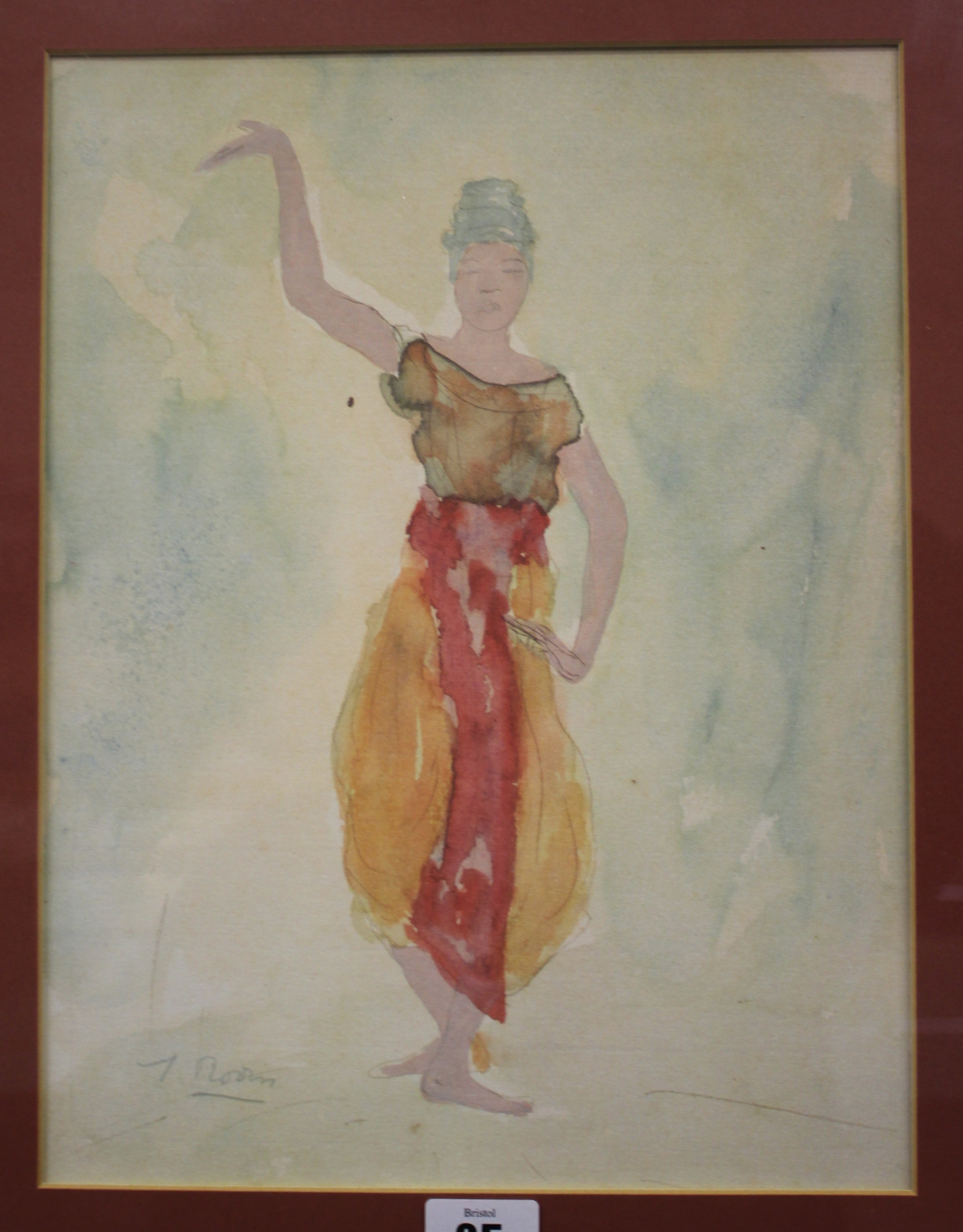 A 20th Century print of a dancer, and a print by different artists, 31.5cm x 24cm ( - Image 2 of 2