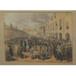 A 19th Century hand coloured election engraving, 39cm x 52cm with plaque listing who the members