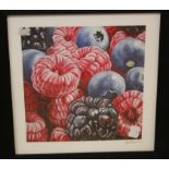 Four Limited edition prints of fruit by Lanie Wood, four botanical studies in the style of