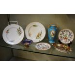 Mixed decorative china to include Mintons, a pair of painted plates (unmarked), a Royal Crown