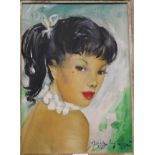 Mary Jacques (20th Century) Oriental Beauty Oil on canvas Signed