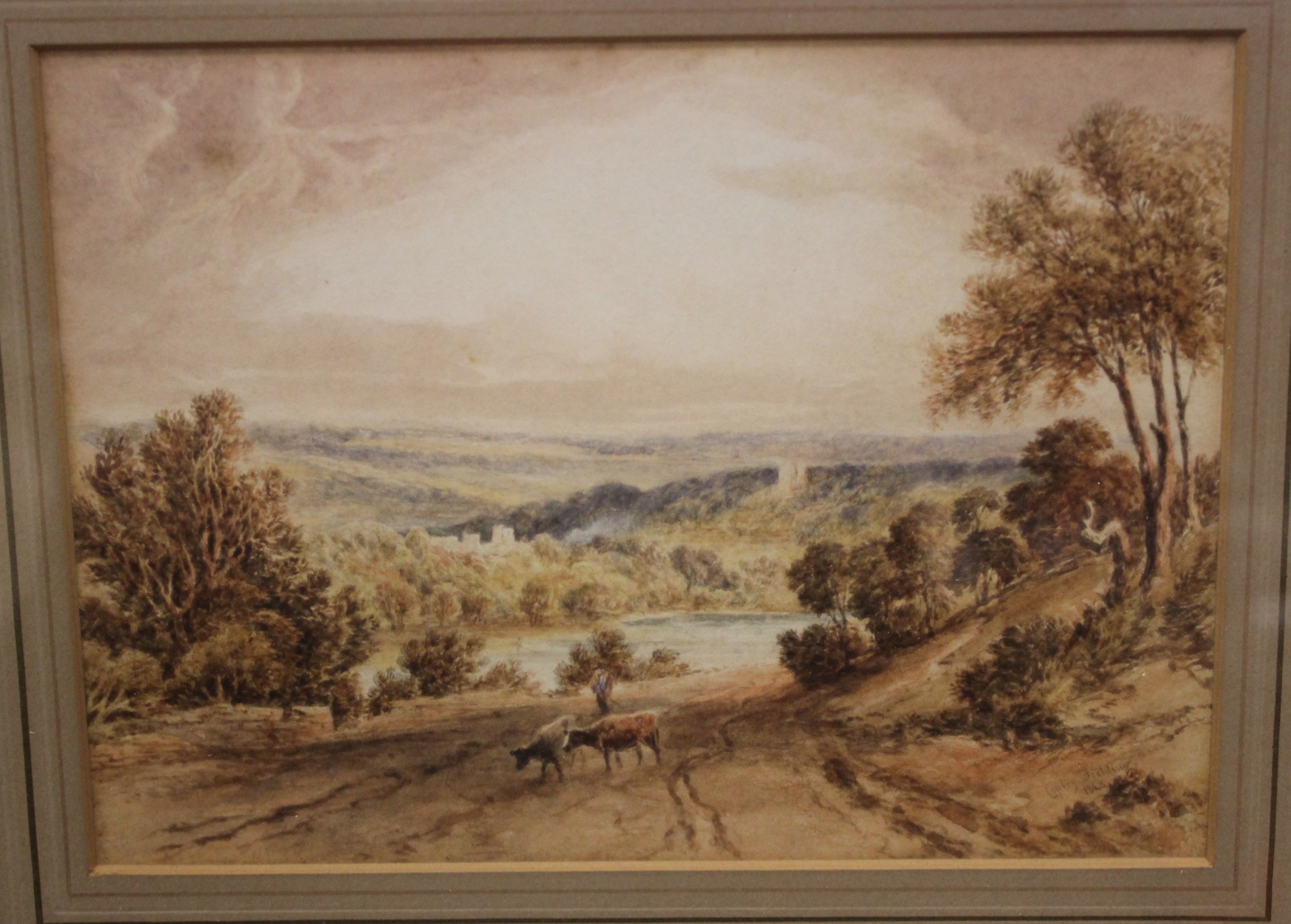 Attributed to Copley Fielding (1787 - 1855)Landscape with cowsWatercolourSigned and dated 1848 ,