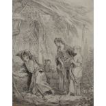 Continental school (manner of Boucher)A woman and a girl approaching an old manPencil