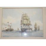 M. G. Pearson (20th Century)'With the Channel Fleet'Watercolour Signed24cm x 33.5cm