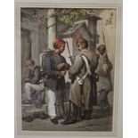 After Amadeo Preziosi (1816-1882) Ottoman soldiers Shopping in IstanbulA pair of prints35cm x