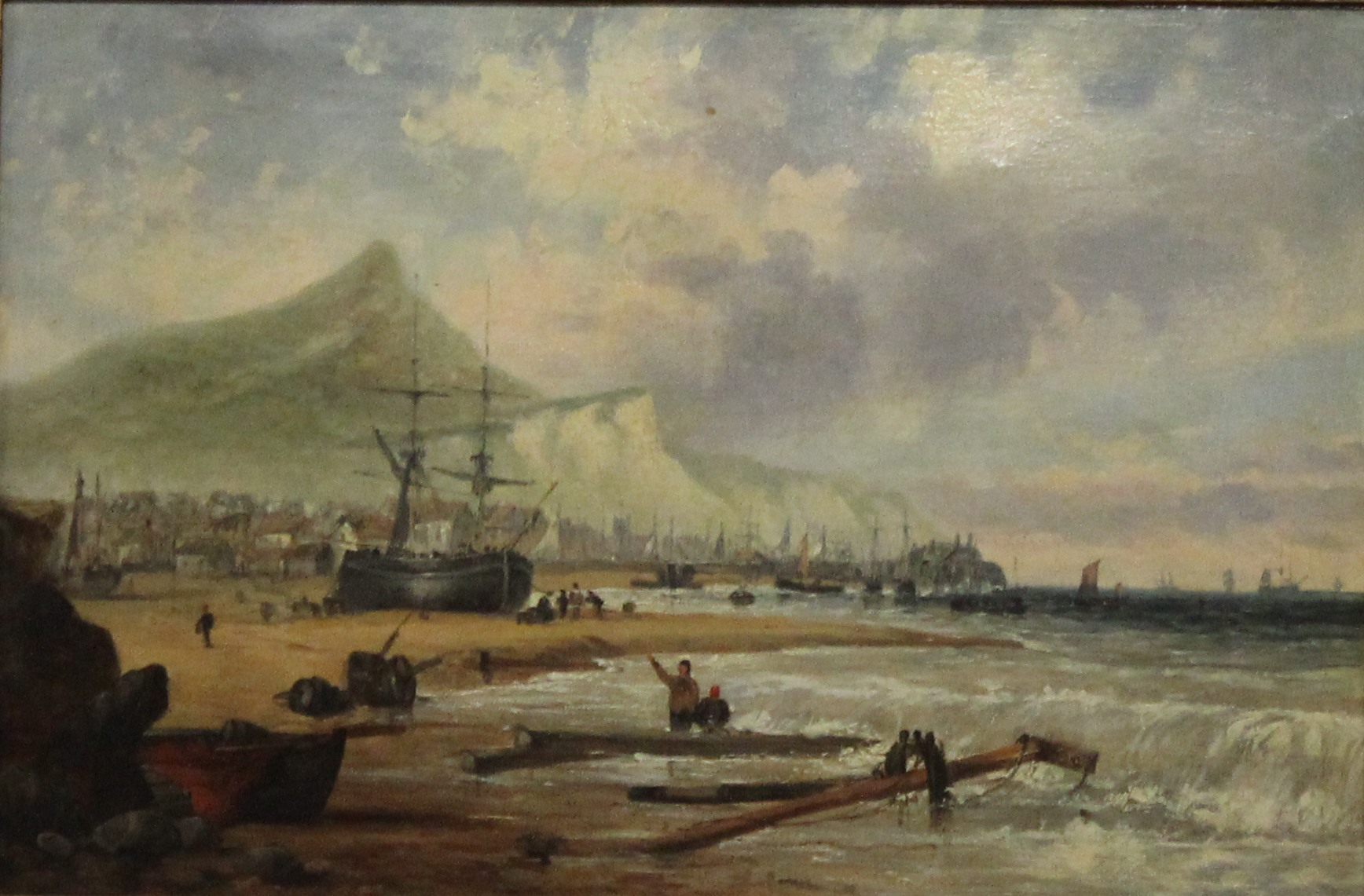 Attributed to J. WilsonMaritime beach sceneOil on canvasUnsigned29cm x 44cm