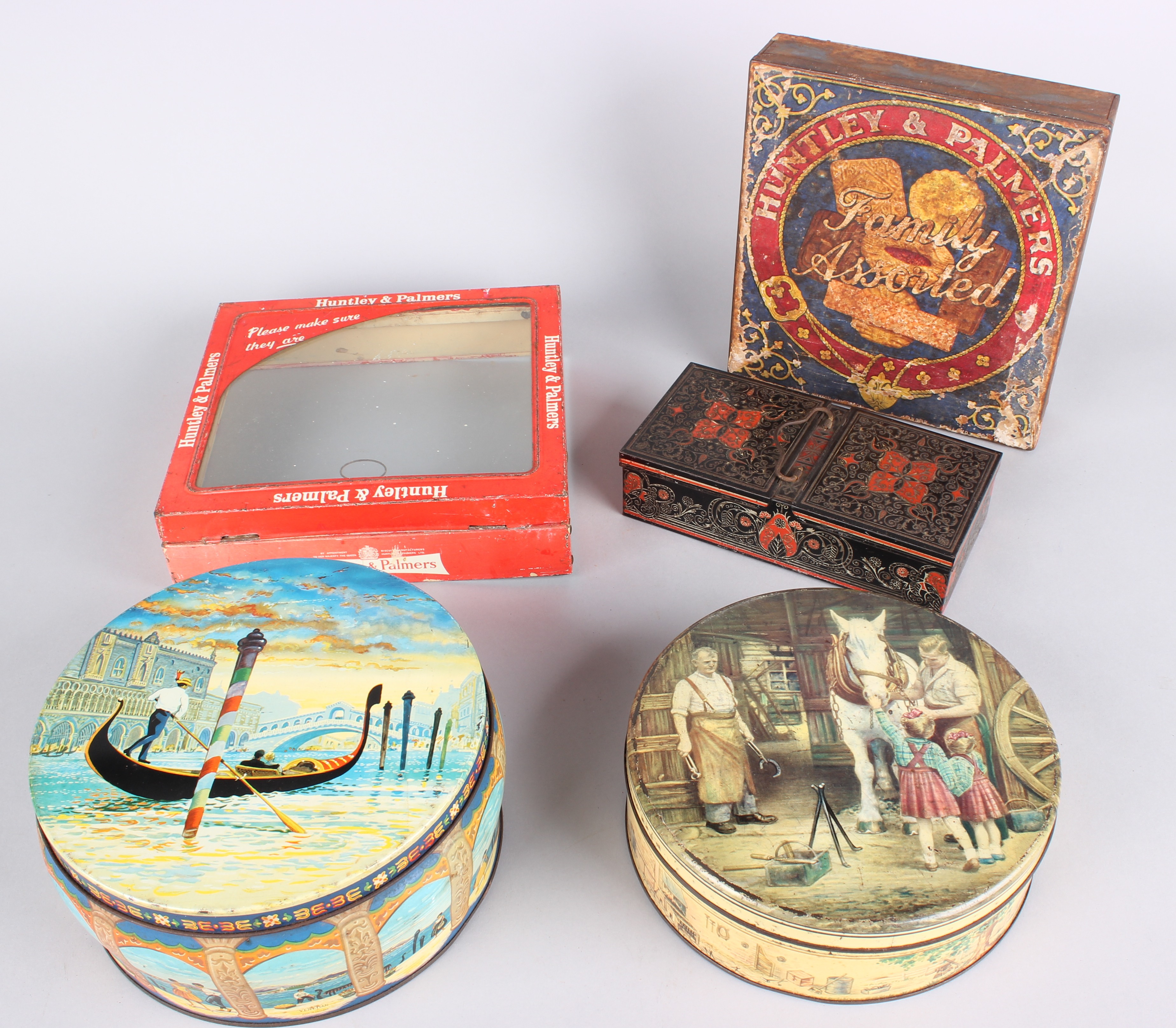 A Shop Display Tin Cover with Glass Lid - 1953 by Huntley, Boorne & Stevens the rim inscribed in