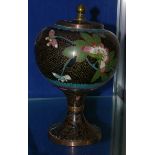 A cloisonné urn and cover, 20cm high approx.