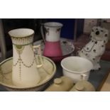 A quantity of mixed ceramics; wash jugs and basins etc