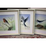 G Bradshaw (20th Century)Four bird studiesWatercolourEach 22 x 25cm Together with 'Harvest Mice' a