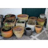 A mixed lot of terracotta and stone pots