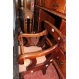 A William IV child's chair, a walnut folding mahogany Sutherland table and set of shelves