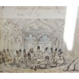 A group of eight inscribed watercolours, Persian scenes (8)