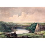 Bristol - The Avon Gorge Looking towards the Channel 18th century, coloured engraving, mounted,