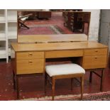 A G-plan circa 1960's dressing table, 137cm wide, a headboard with integrated bedside tables and a