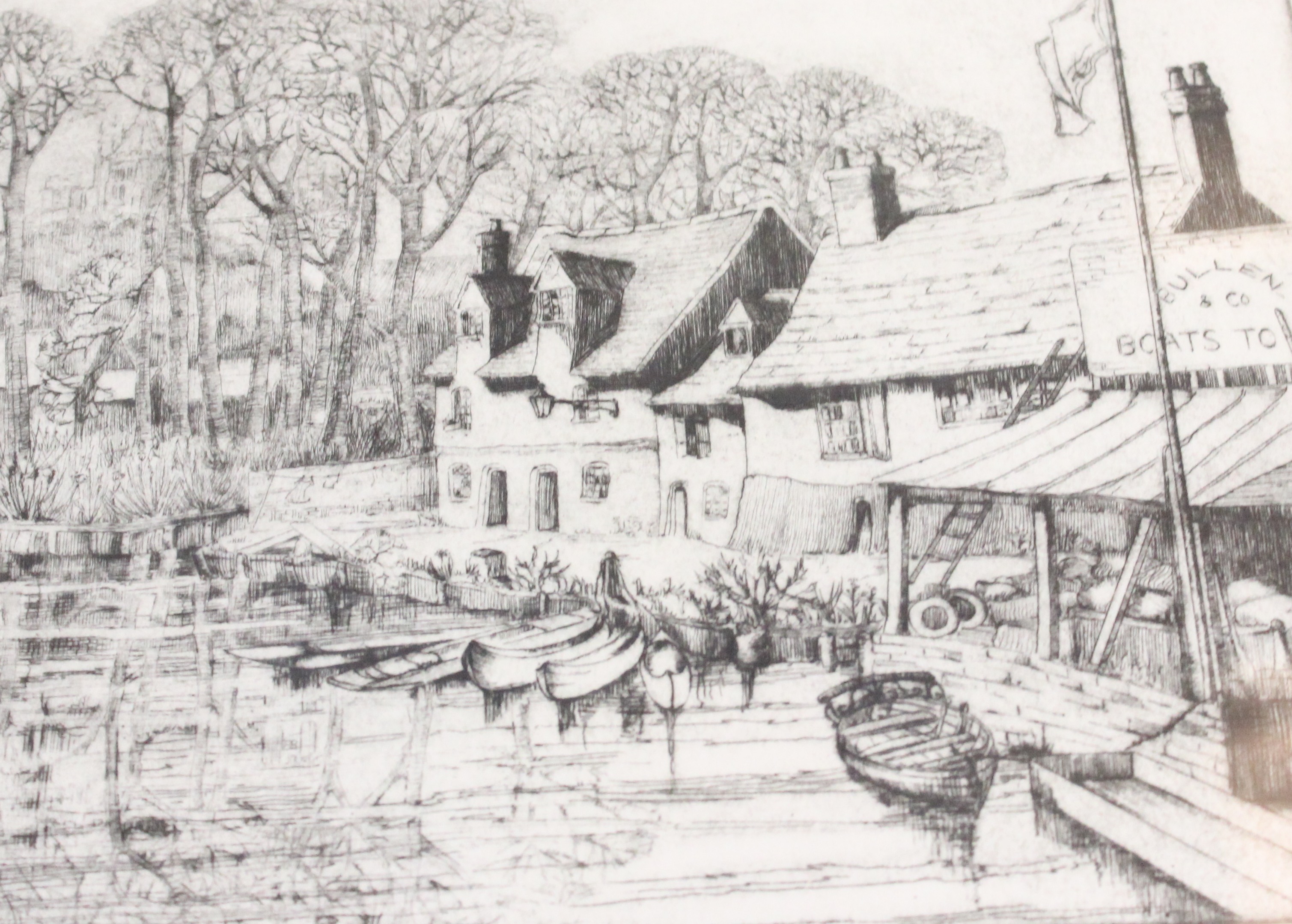 Christina M. C. Sheriff'Fishers Lane from the River Cambridge' 1929EtchingSigned in pencil to the