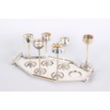 A set of six Art Deco WMF silver plated liqueur goblets, each with shaped bowl on slender stem and