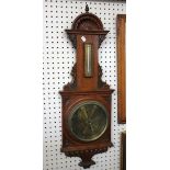 A 19th Century oak barometer and 19th Century rosewood writing slope