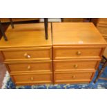 A mixed group of furniture to include a pair of bedside chests a tall example, bookcase, magazine