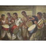 Louis Duffy (1908-1998)'Steel Band'Oil on canvas over boardSigned lower left Lou Duffy36.5cm x 49cm
