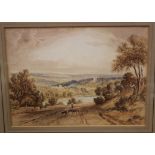 Attributed to Copley Fielding (1787 - 1855)Landscape with cowsWatercolourSigned and dated 1848 ,