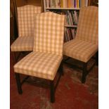 Six check upholstered dining chairs