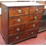 An early 19th Century mahogany chest with two short and three long drawers 110cm high, 109cm wide