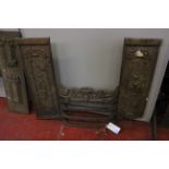 Four George III cast iron grate fronts, late 18th century the largest 50cm high, 66cm wide, 49cm