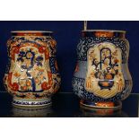 Two similar Imari vase, with holes for electrical wiring, 21cm high (2)