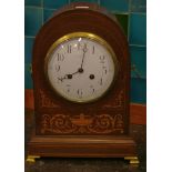 A mahogany and inlaid clock 'Curtis & Horspool, Leicester' 32cm high, 24cm wide