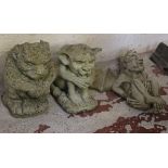 Three garden ornament gargoyles