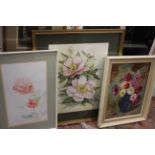 A quantity of prints and pictures, floral studies, to include framed pressed and dried flowers etc