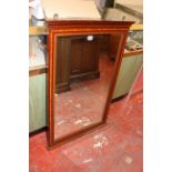 An Edwardian mahogany & satinwood banded wall mirror 96cm high, 62cm wide