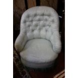 A Victorian button back upholstered tub chair