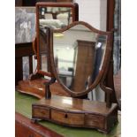 A 19th Century mahogany toilet mirror, another and an Edwardian mahogany and inlaid bed