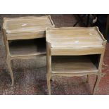 A pair of Brigitte Forestiere cherrywood bedside tables and another pair of limed bedside cupboards