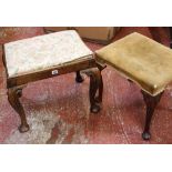 An early 20th Century walnut stool with cabriole legs and another similar