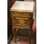 A Louis XV style stool and a Louis XV style bedside table with marble top