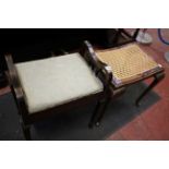 An Edwardian piano stool and cane stool