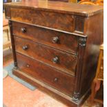 A William IV mahogany chest with four long drawers flanked by columns 115cm high, 120cm wide