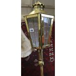 A 19th century brass carriage lamp converted into an electric standard lamp.( sold as parts ).