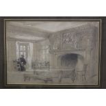 Circle of Joseph Nash (1808-1878)Interior of Stokesay CourtPencil with white heightening34 x 49cm (