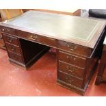 A George III style mahogany pedestal desk 137cm wide